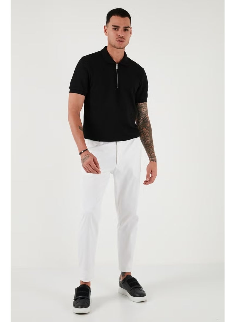 Buratti Cotton Regular Fit Zippered Polo Neck T Shirt Men's Polo Neck T Shirt 5902915 - Image 4
